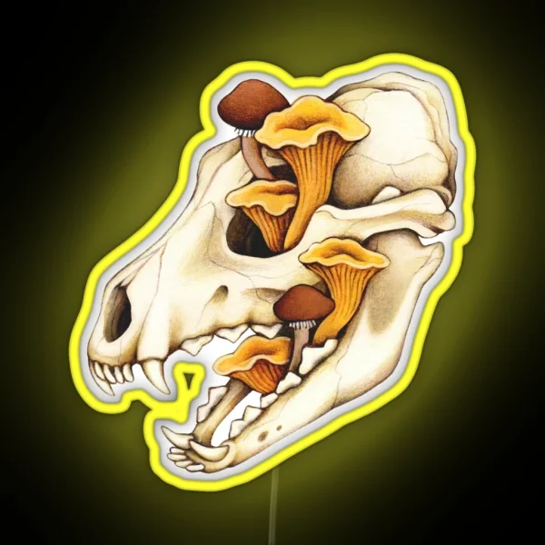 Vulture Culture Canine Skull With Fungus Fungi Mushroom RGB Neon Sign