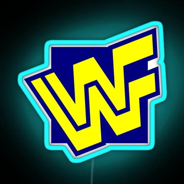 W W F 90s Block Logo RGB Neon Sign