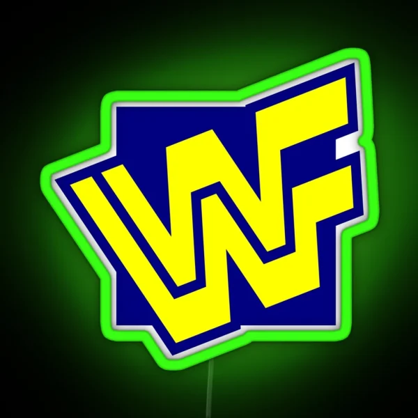 W W F 90s Block Logo RGB Neon Sign