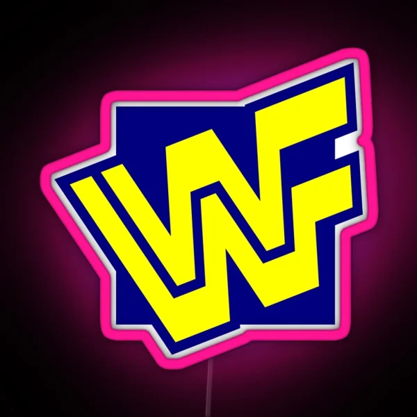 W W F 90s Block Logo RGB Neon Sign