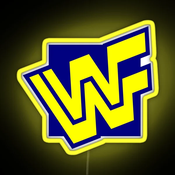 W W F 90s Block Logo RGB Neon Sign