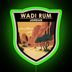 Wadi Rum Jordan Travel Art Badge RGB Neon Sign