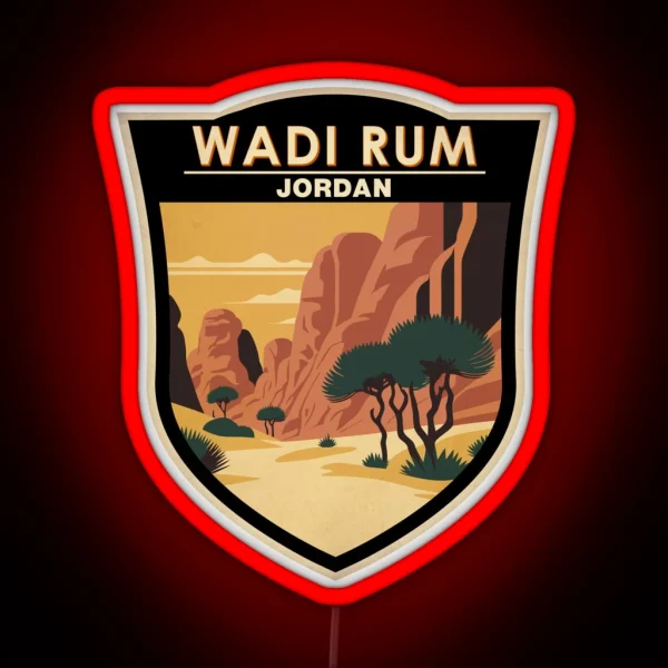Wadi Rum Jordan Travel Art Badge RGB Neon Sign