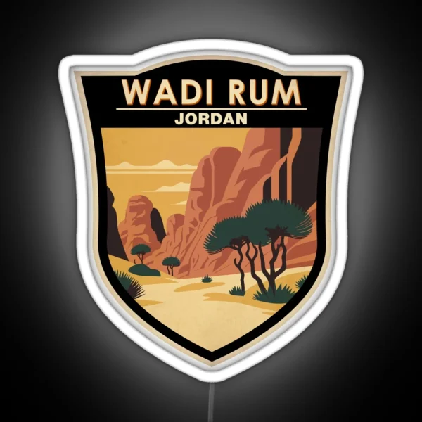 Wadi Rum Jordan Travel Art Badge RGB Neon Sign