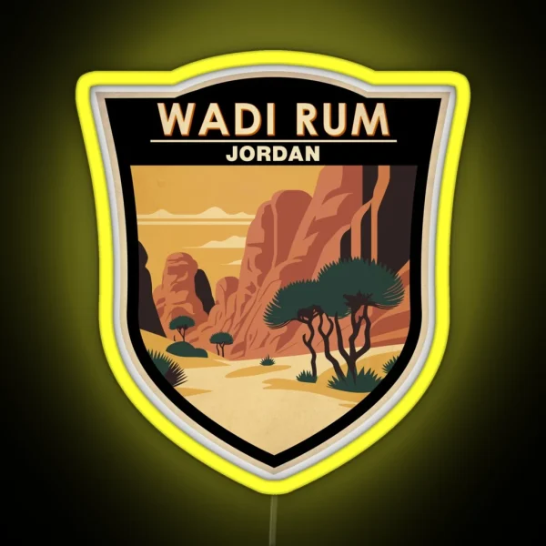 Wadi Rum Jordan Travel Art Badge RGB Neon Sign