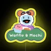 Colorful waffle and mochi dessert theme LED neon signage display