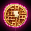 Colorful breakfast-themed waffle pattern digital art display with vibrant RGB LEDs