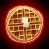 Vibrant Neons Highlight Whimsical Waffle Breakfast Motif on This Sign