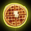 Eye-catching waffle breakfast pattern illuminated RGB LED neon signage display.