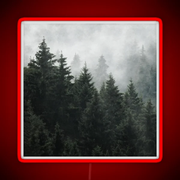 Waiting For Misty Foggy Fairytale Forest With RGB Neon Sign