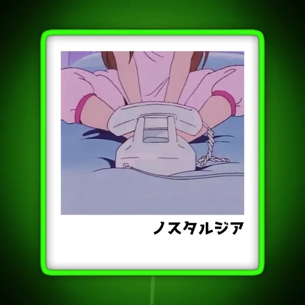 Waiting For Your Call Retro Anime Aesthetic RGB Neon Sign