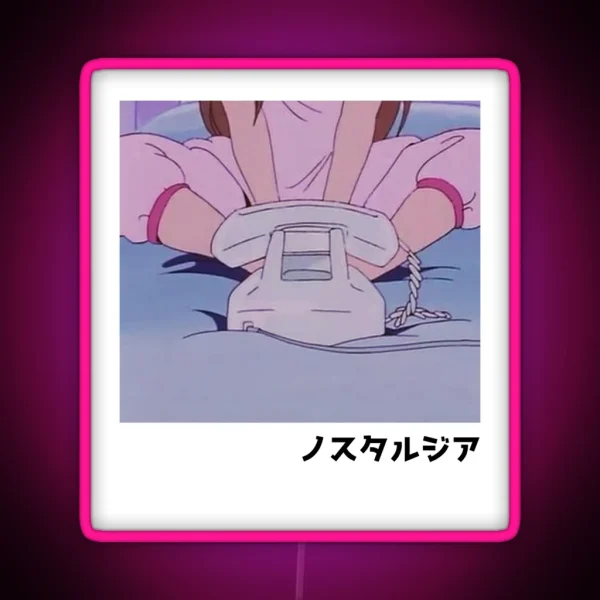 Waiting For Your Call Retro Anime Aesthetic RGB Neon Sign