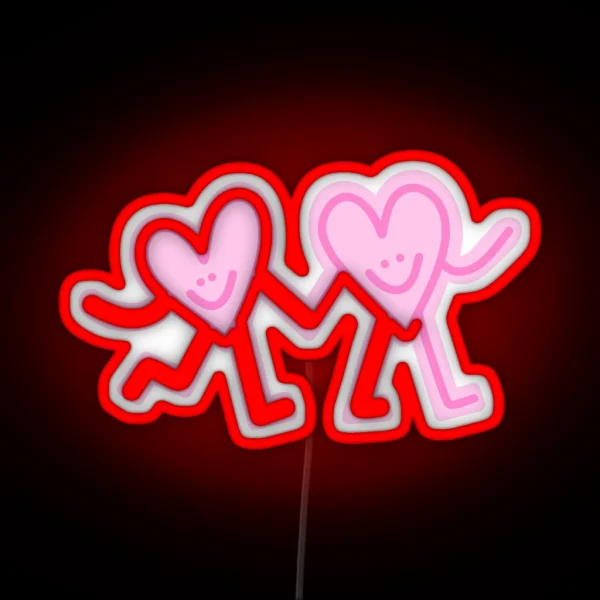 Walking Hearts RGB Neon Sign