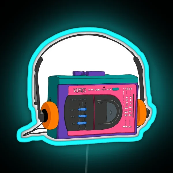 Walkman And Headphones RGB Neon Sign