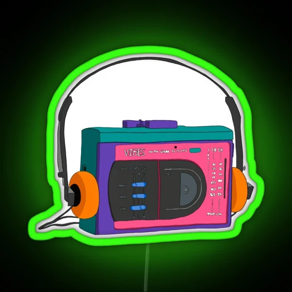Walkman And Headphones RGB Neon Sign