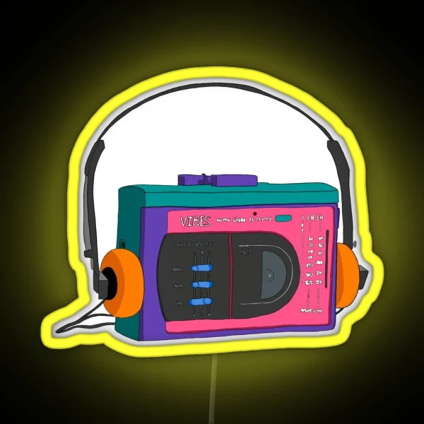 Walkman And Headphones RGB Neon Sign