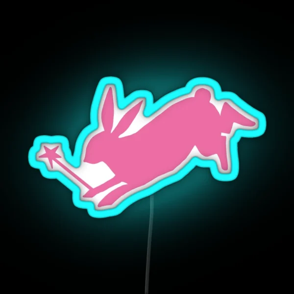 Wand And A Rabbit Pink RGB Neon Sign