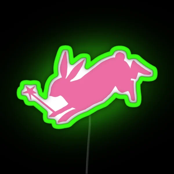Wand And A Rabbit Pink RGB Neon Sign