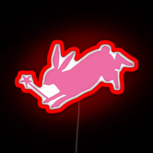 Wand And A Rabbit Pink RGB Neon Sign