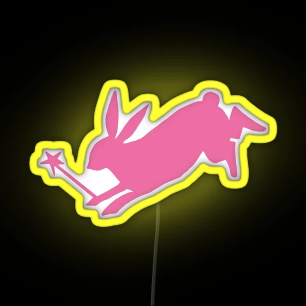 Wand And A Rabbit Pink RGB Neon Sign
