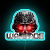 Vibrant Neon Warface Logo Sign Illuminates Dark Spaces with Colorful Glow