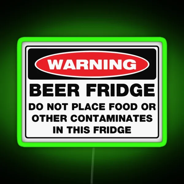 WARNING Beer Fridge RGB Neon Sign