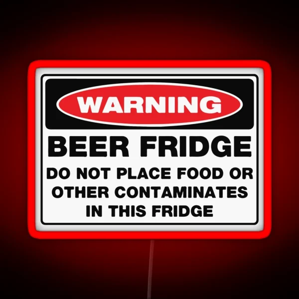 WARNING Beer Fridge RGB Neon Sign