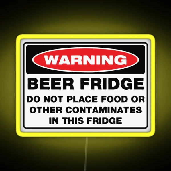 WARNING Beer Fridge RGB Neon Sign