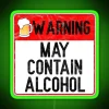 Bright warning neon bar sign with colorful alcohol theme design