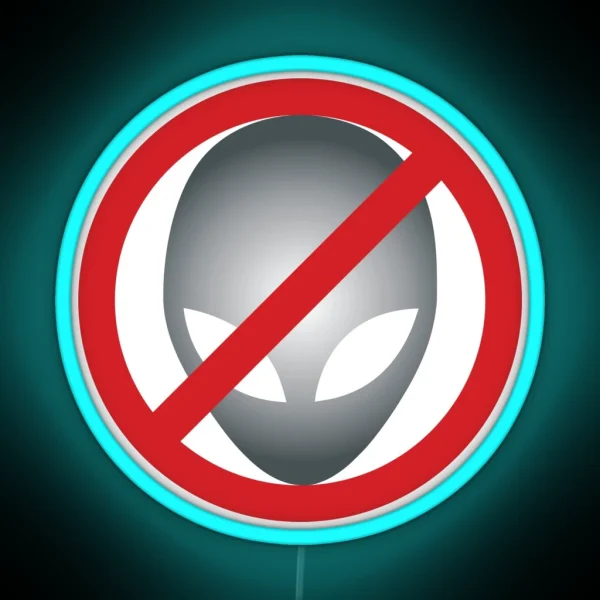Warning Sign No Aliens RGB Neon Sign