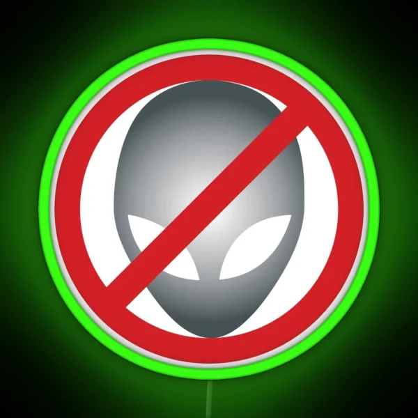 Warning Sign No Aliens RGB Neon Sign