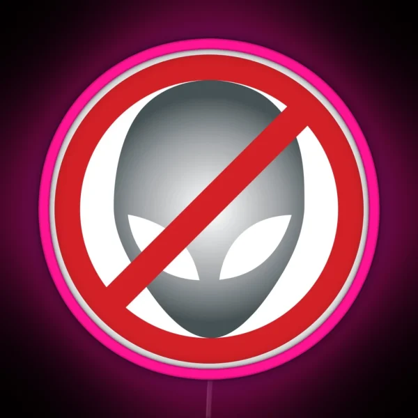 Warning Sign No Aliens RGB Neon Sign