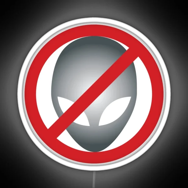 Warning Sign No Aliens RGB Neon Sign