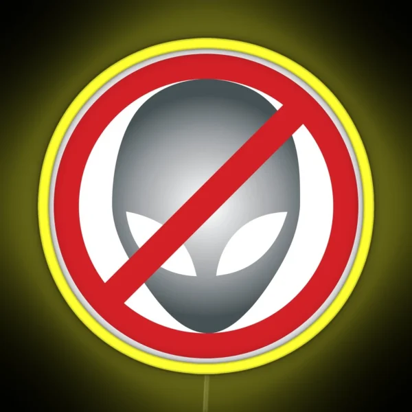Warning Sign No Aliens RGB Neon Sign