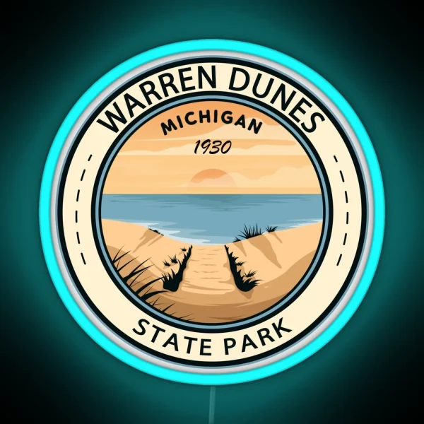 Warren Dunes State Park Michigan Badge RGB Neon Sign