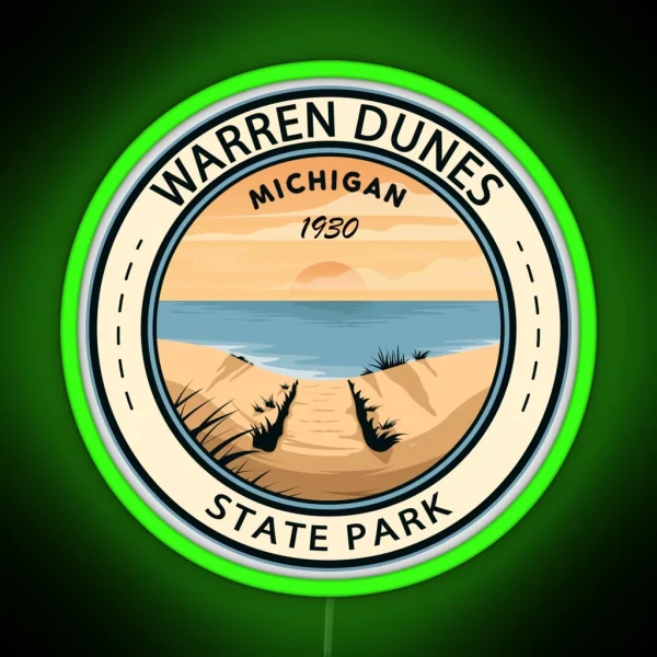Warren Dunes State Park Michigan Badge RGB Neon Sign