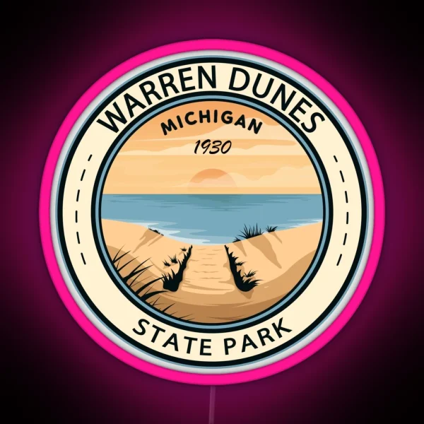 Warren Dunes State Park Michigan Badge RGB Neon Sign