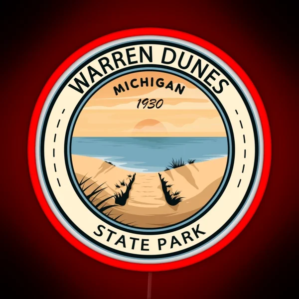 Warren Dunes State Park Michigan Badge RGB Neon Sign