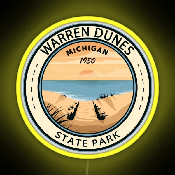 Warren Dunes State Park Michigan Badge RGB Neon Sign