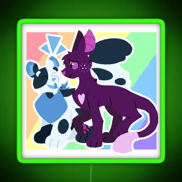 Warrior Cats Barley And Ravenpaw Pride V1 RGB Neon Sign