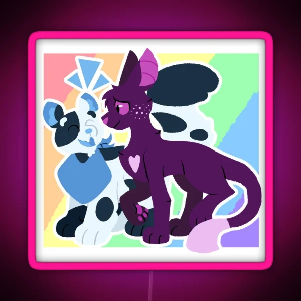 Warrior Cats Barley And Ravenpaw Pride V1 RGB Neon Sign