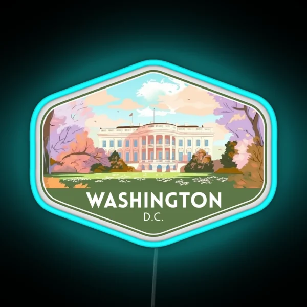 Washington D C White House Travel Souvenir RGB Neon Sign