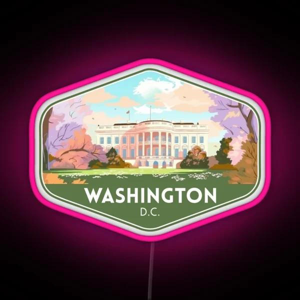 Washington D C White House Travel Souvenir RGB Neon Sign