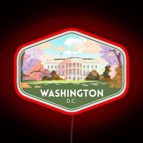 Washington D C White House Travel Souvenir RGB Neon Sign