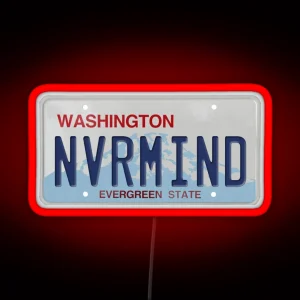 Washington State License Plate NVRMIND RGB Neon Sign