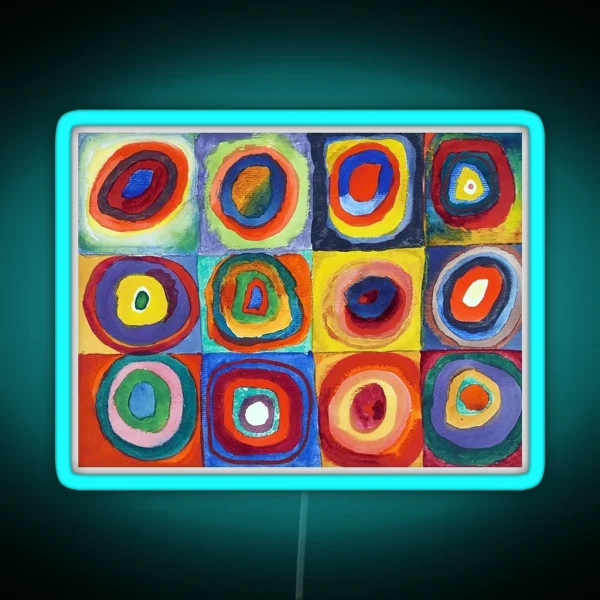 Wassily Kandinsky Color Study Squares With RGB Neon Sign