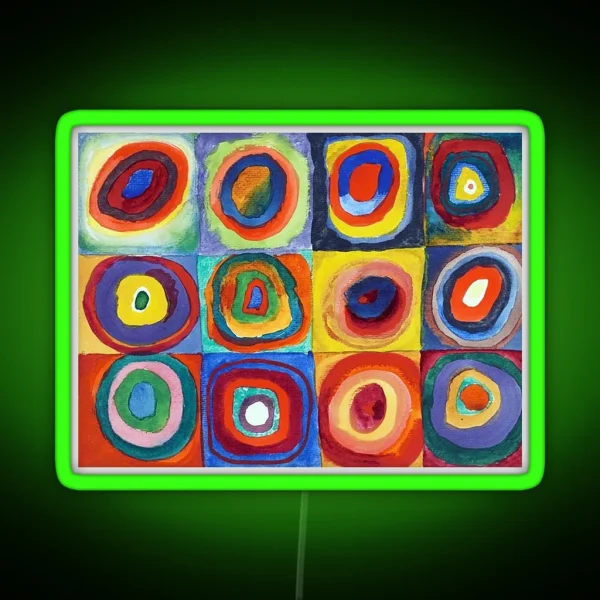 Wassily Kandinsky Color Study Squares With RGB Neon Sign