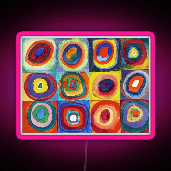 Wassily Kandinsky Color Study Squares With RGB Neon Sign