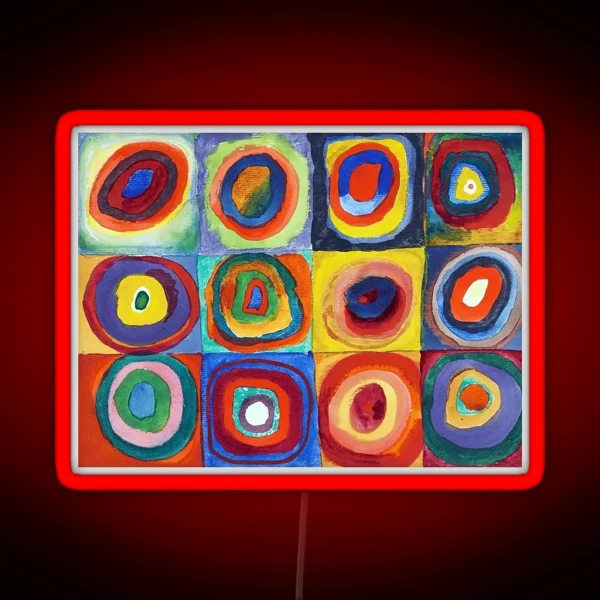 Wassily Kandinsky Color Study Squares With RGB Neon Sign
