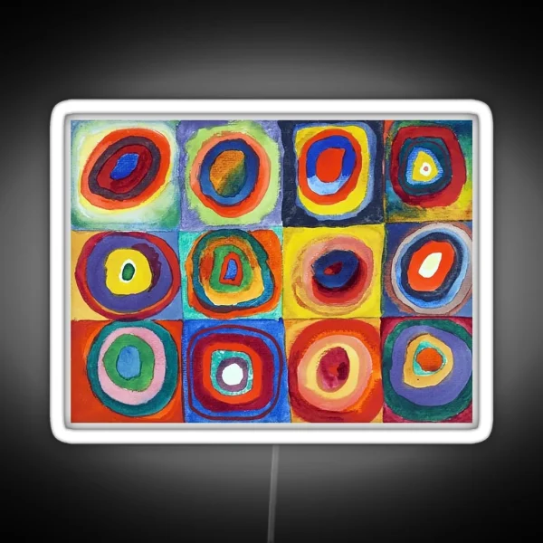 Wassily Kandinsky Color Study Squares With RGB Neon Sign